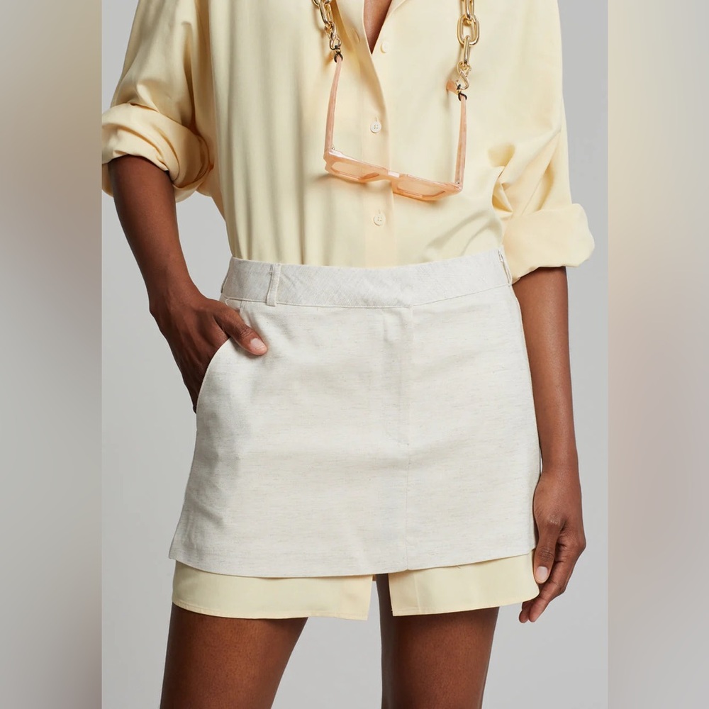 NWT The Frankie Shop Isle Linen Mini Skirt in Oat Melange / Beige